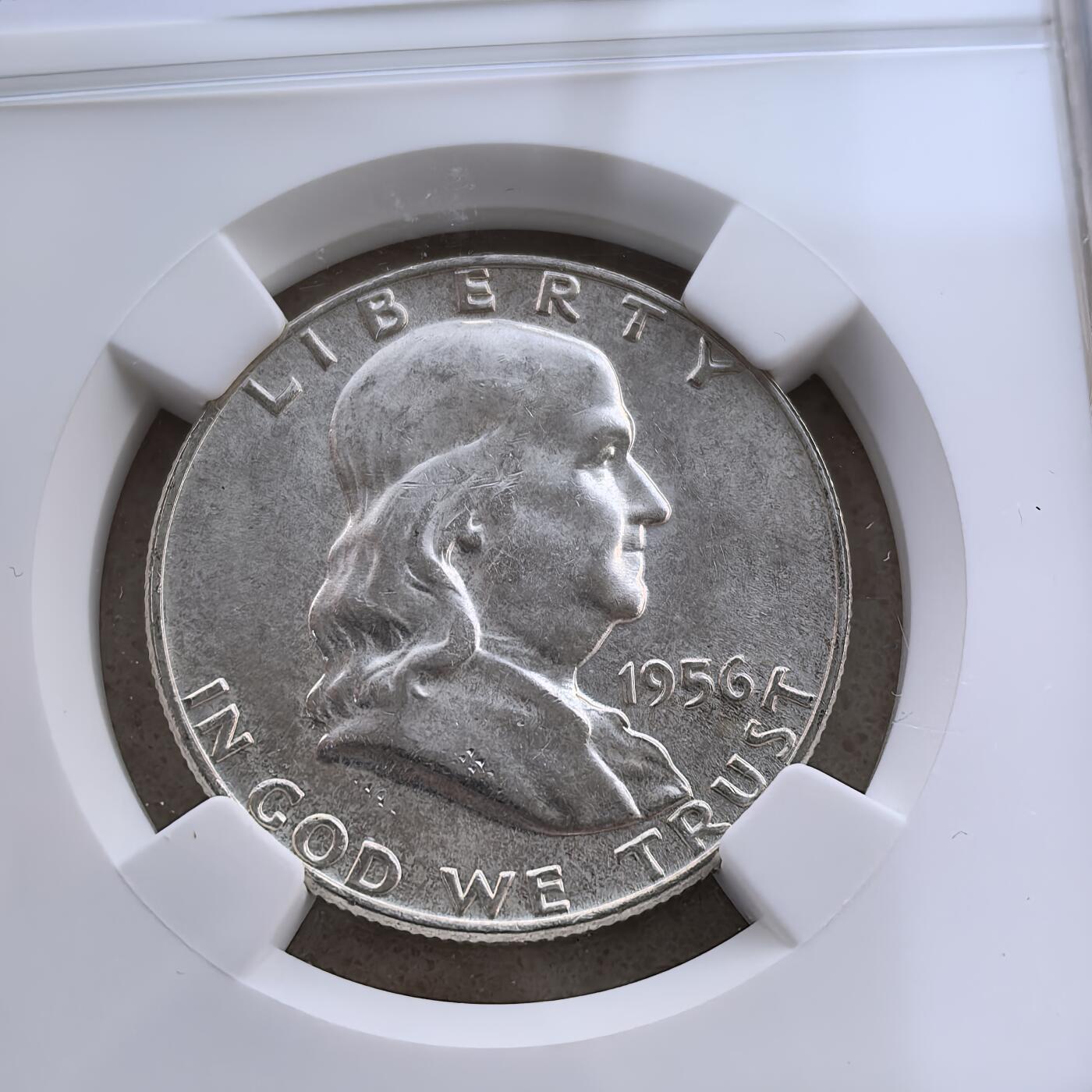 道一币馆币章第一百六十场 NGC MS62 美国1956年富兰克林50美分银币