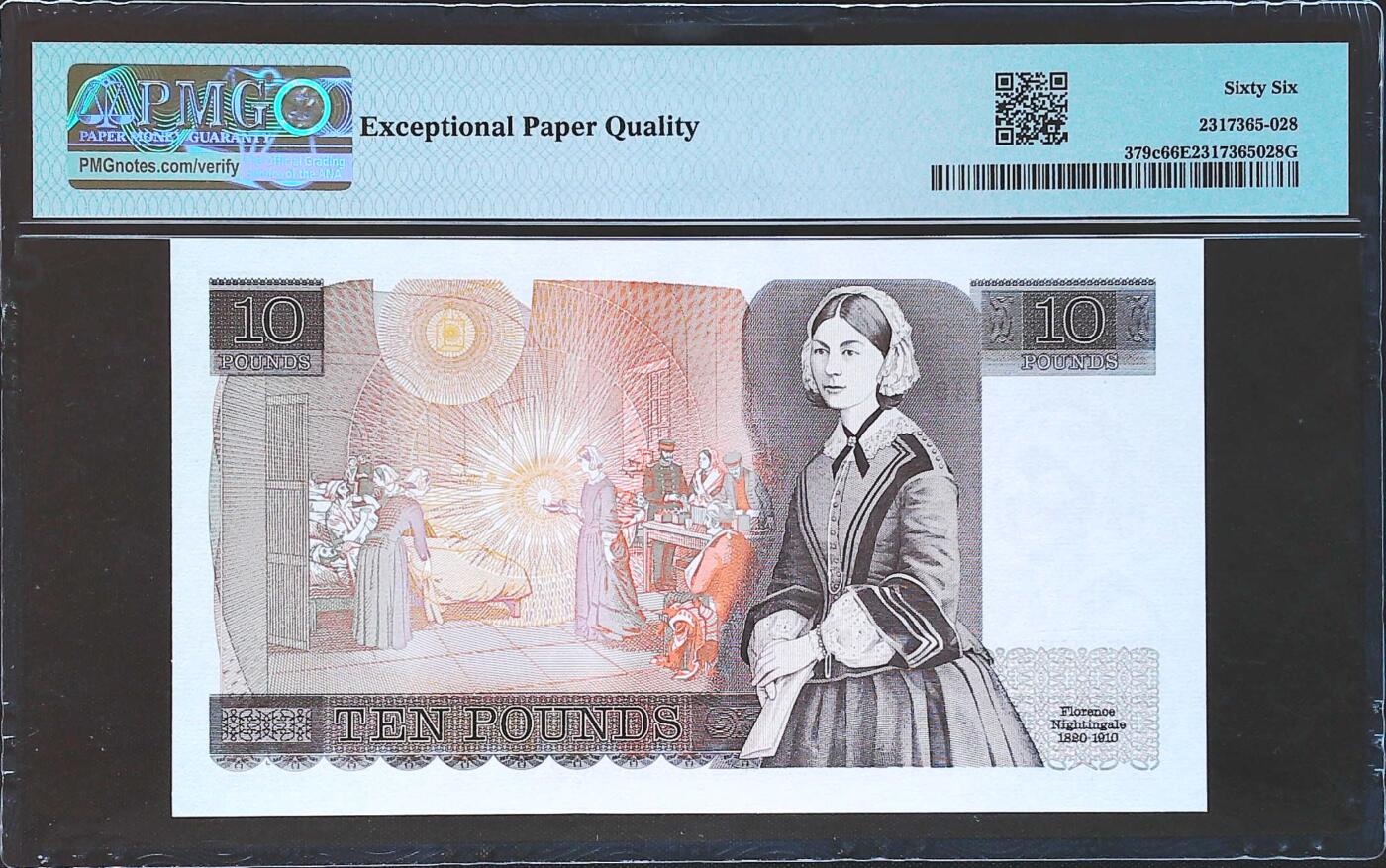 世界靓号纸钞第七十九期 1984-86年英国英格兰银行10镑 D序列英镑 PMG66