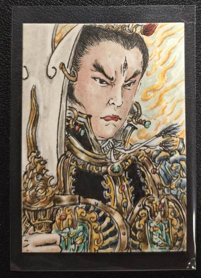 天玑星卡拍第157期《1.5周一截拍》持续收拍收评中 满赠卡需备注 - 【手绘卡】张先军 二郎真君 手绘卡 卡背题字