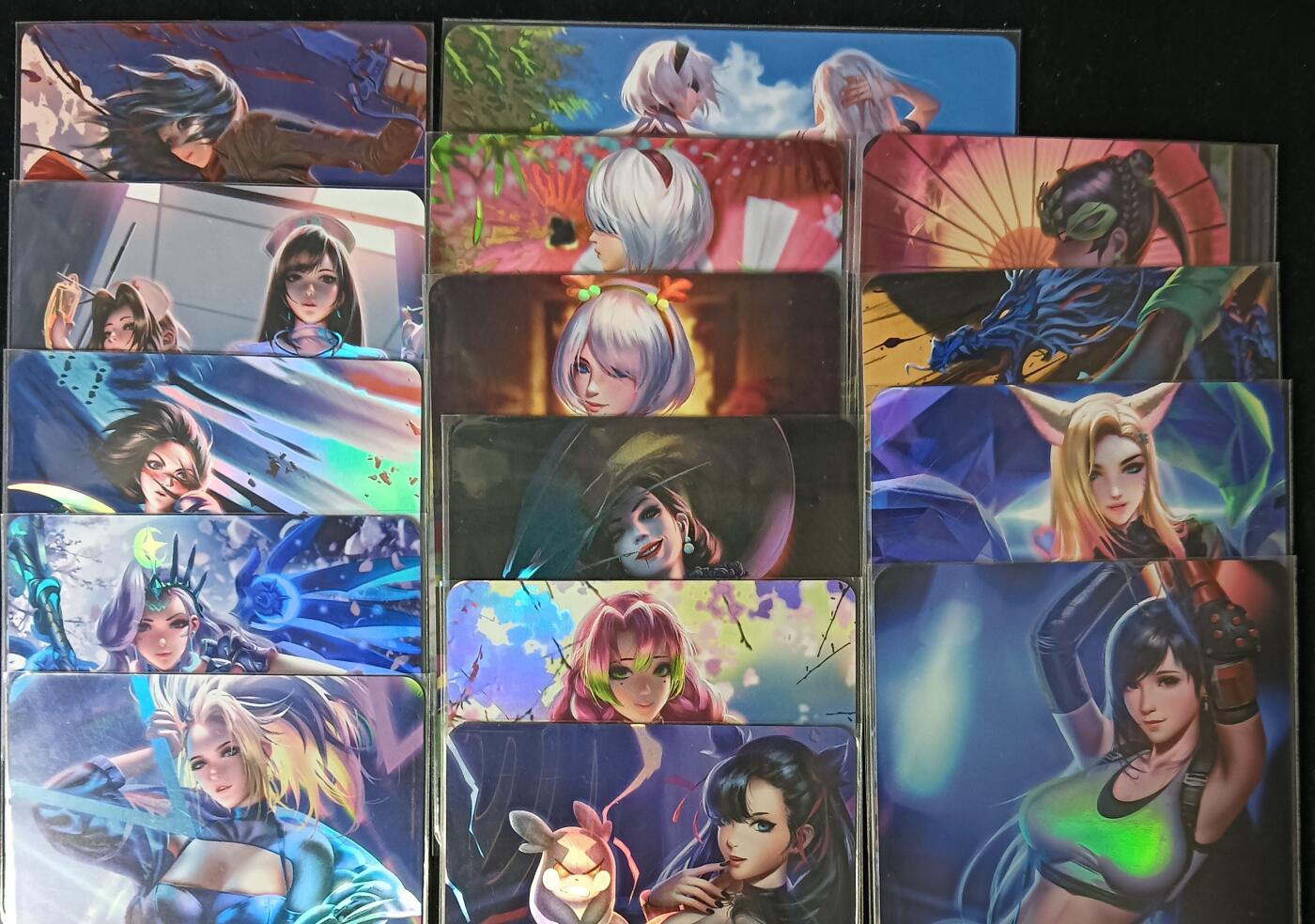 花开卡拍第53期（12月28号周日截拍，品控勿拍!!!拍品不寄存，运费5元，自制卡难免瑕疵，可能存在轻微撞角爆边等出厂瑕疵，品控介意勿拍！） ACG美少女  1套15张 彩闪