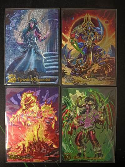 花开卡拍第53期（12月28号周日截拍，品控勿拍!!!拍品不寄存，运费5元，自制卡难免瑕疵，可能存在轻微撞角爆边等出厂瑕疵，品控介意勿拍！） - 奇点魔兽世界四张 粗闪