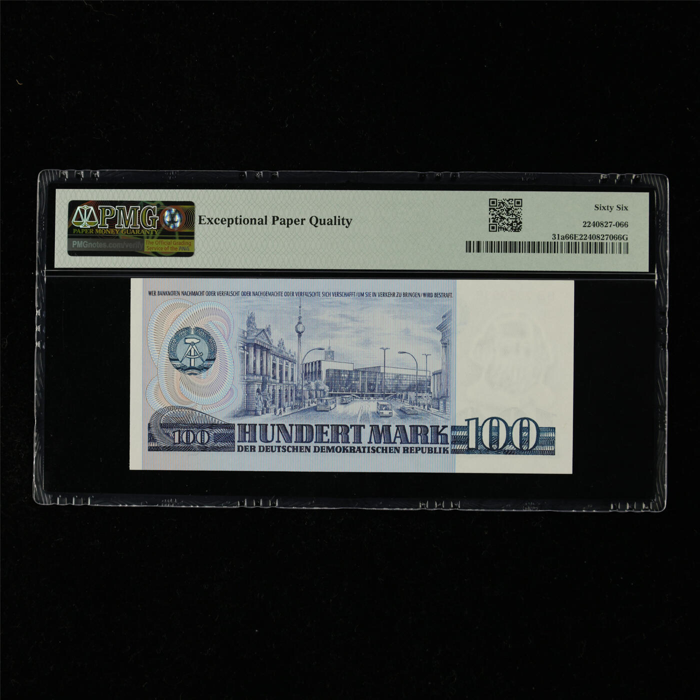 【亘邦集藏】第218期拍卖 1975年 德国100马克 PMG 66EPQ BB2056939