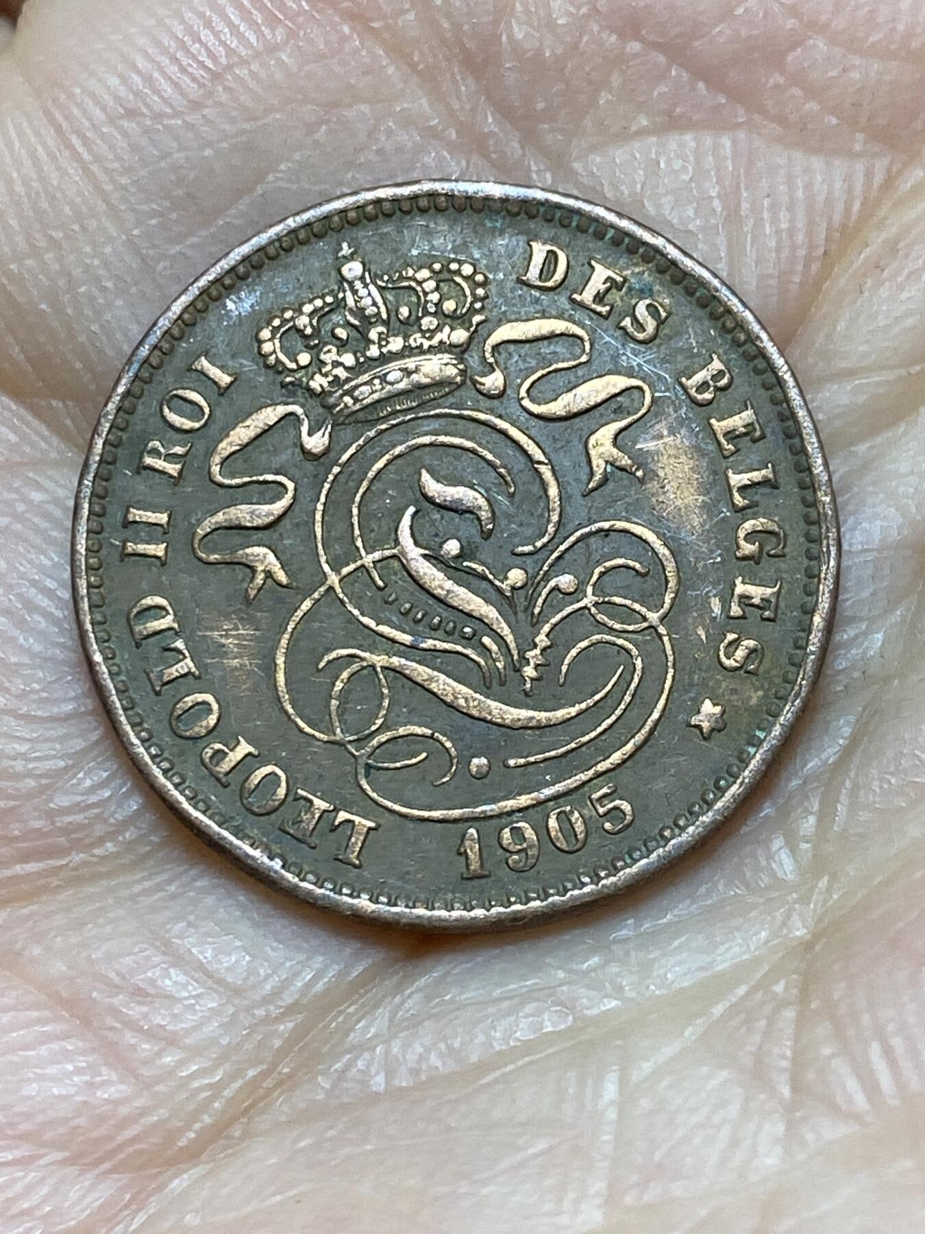 2025年第一百四十三场(总第一百六十九场）外国好品散币场(免佣金) 比利时🇧🇪1905年2分(利奥波德二世时期，法语版)