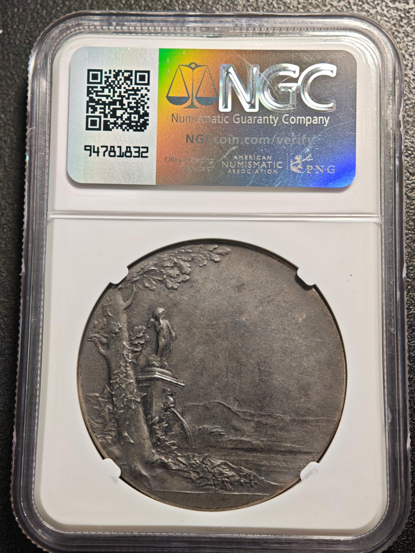 【德藏】世界币章拍卖第159期(元旦专场拍卖) 1895年 法国结婚纪念银章全新未刻字 名家罗蒂作品 NGC MS63 原味包浆