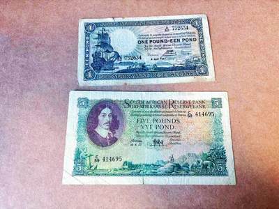 【Blue Auction】世界纸币精拍第769期——18级TOP拍卖/信誉/品质/专业/高效💫 - 【一组2张】南非 老版 1-5兰特 品相如图