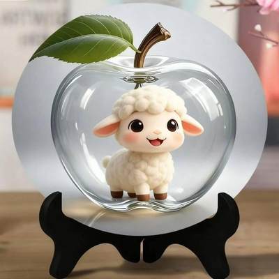 放漏，30.30CM，带底座 - 十二生肖可爱卡通圆形摆台非玻璃送朋友同学颜值礼物相框木质摆件