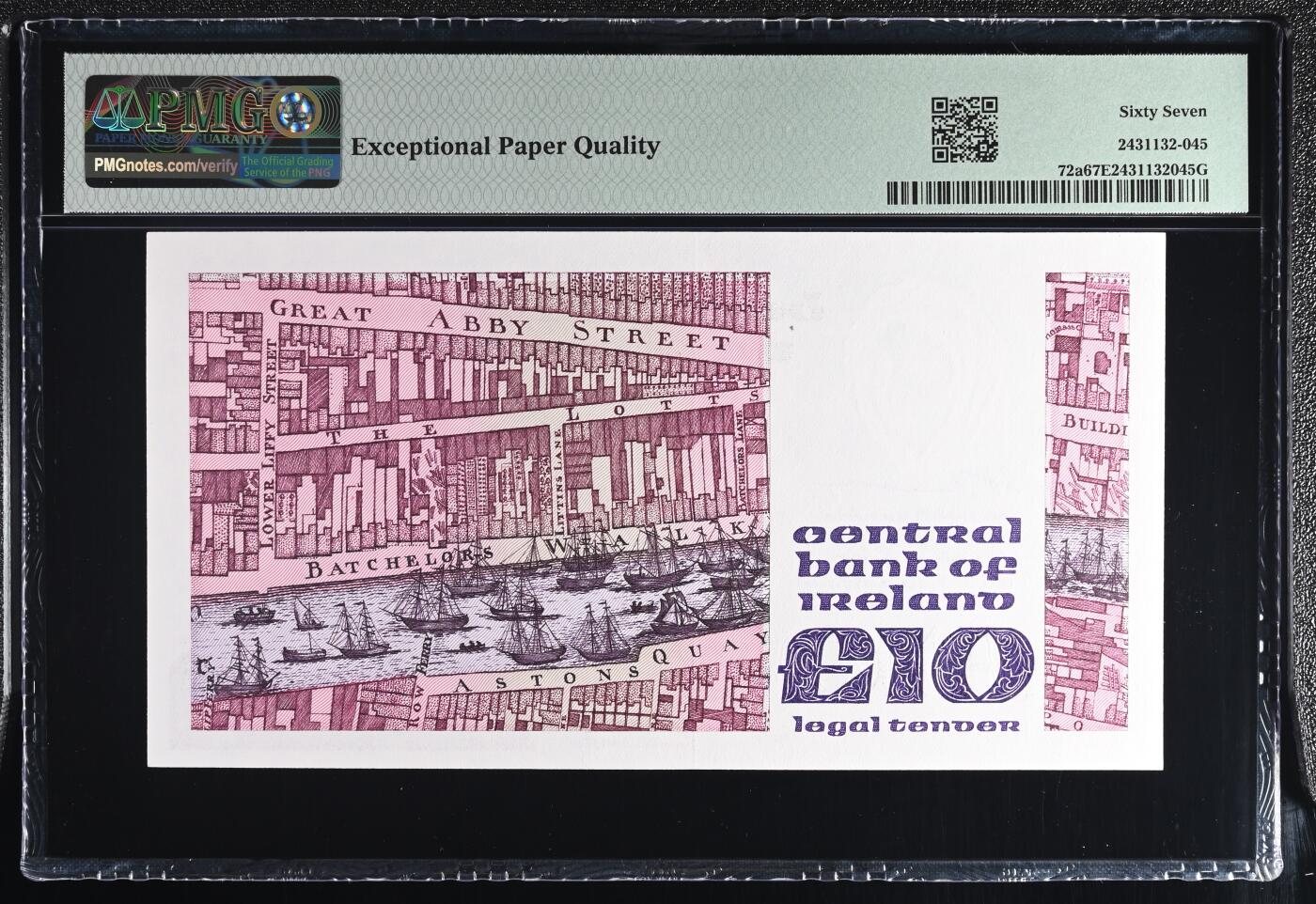 🐍甜小邱世界纸币收藏🐍第138期精品场💐 无347靓号 倒置号 a版 亚军分！PMG67 爱尔兰 10镑 1978