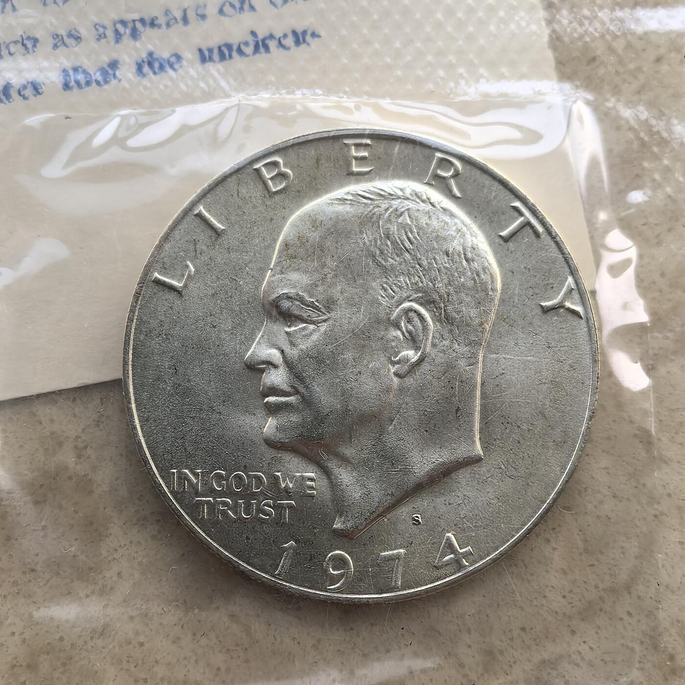 道一币馆币章第一百六十场 原封证 美国1974年艾森豪威尔1元银币