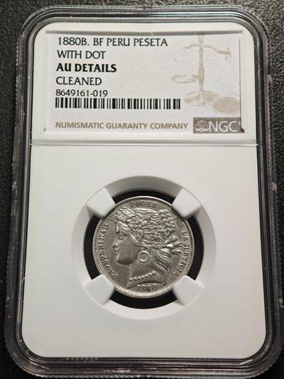 【德藏】世界币章拍卖第159期(元旦专场拍卖) - 1880年 秘鲁1比塞塔银币 NGC AU 好品相