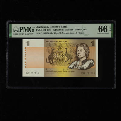 【亘邦集藏】第218期拍卖 - 1983年 澳大利亚1元 PMG 66EPQ DJB747656