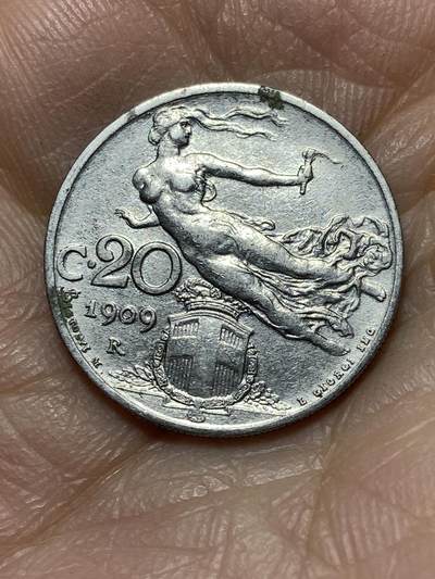 2025年第一百四十三场(总第一百六十九场）外国好品散币场(免佣金) - 意大利王国1909年20分(维托里奥·埃马努埃莱三世第二套)