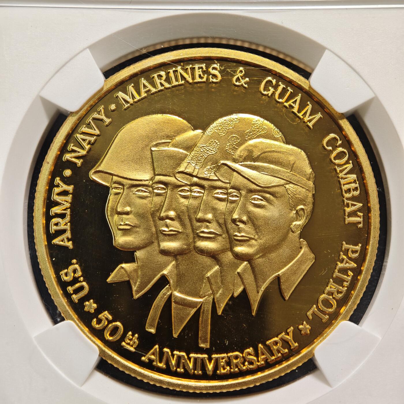 【德藏】世界币章拍卖第159期(元旦专场拍卖) 1994年 美国关岛解放50周年纪念精制铜章及银章 NGC PF69UC 原盒 原证书