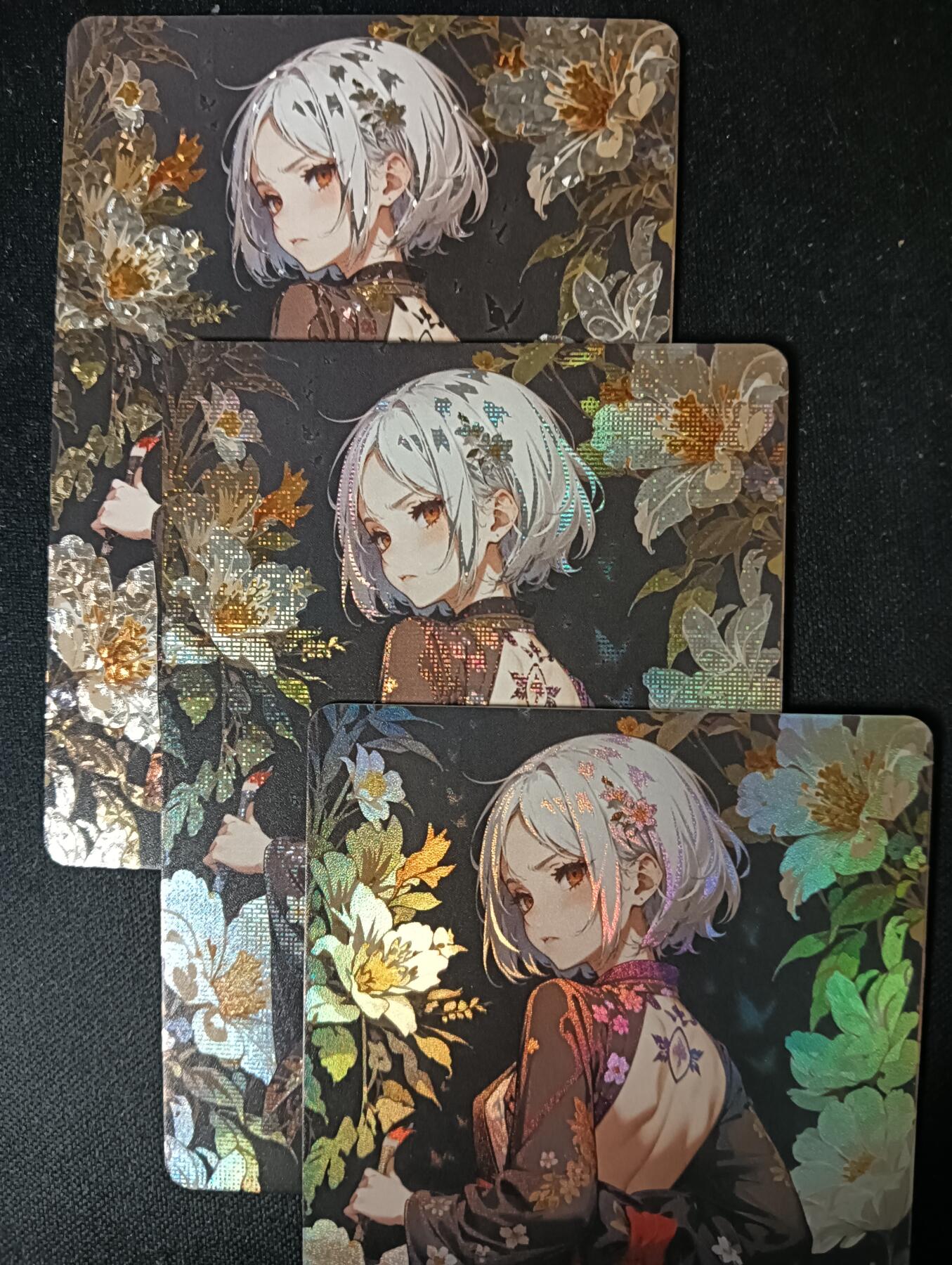 花开卡拍第53期（12月28号周日截拍，品控勿拍!!!拍品不寄存，运费5元，自制卡难免瑕疵，可能存在轻微撞角爆边等出厂瑕疵，品控介意勿拍！） 鸡腿卡牌 美少女 3宫3工艺