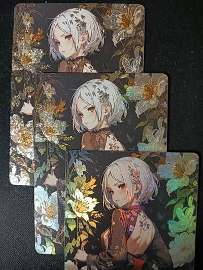 花开卡拍第53期（12月28号周日截拍，品控勿拍!!!拍品不寄存，运费5元，自制卡难免瑕疵，可能存在轻微撞角爆边等出厂瑕疵，品控介意勿拍！） - 鸡腿卡牌 美少女 3宫3工艺