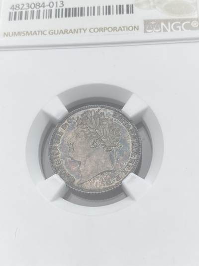 万国钱币拍卖第058期（万国新年大拍） NGC MS65 1821年英国乔治四世三花6便士银币 原味天鹅绒五彩BU收藏品质