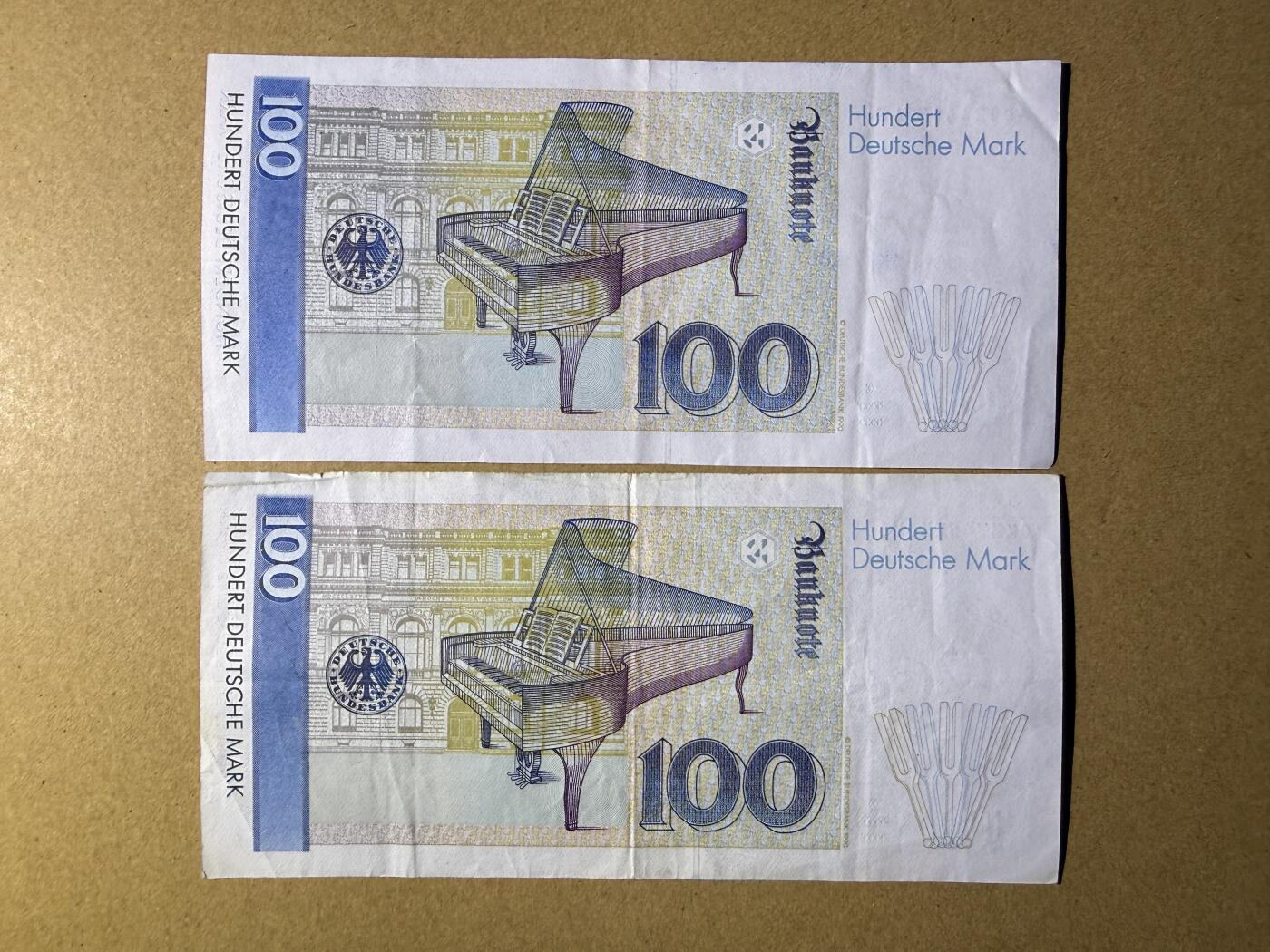 《艾美收藏》第226期-12.28周日外币精品场-蛇年收官 德国100马克2张 1989年、1991年各1张 克拉拉 流通品相