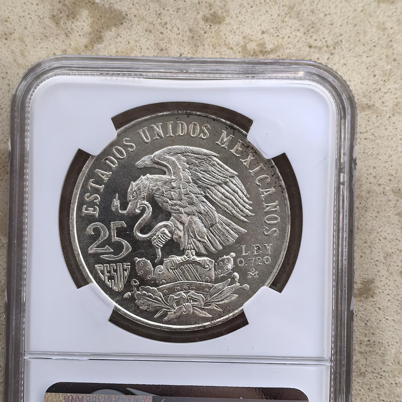 道一币馆币章第一百六十场 NGC MS66 墨西哥1968年奥运会25比索纪念银币