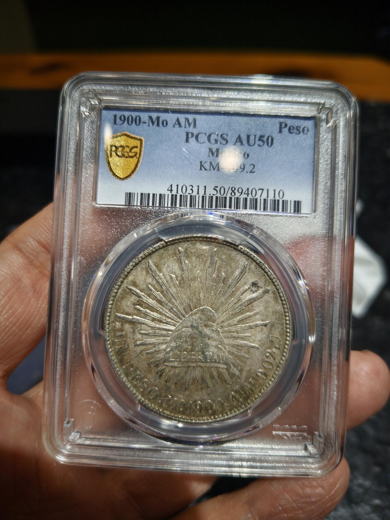 老银币专场（本场三位宝主提供） 墨西哥鹰洋，pc评级50分