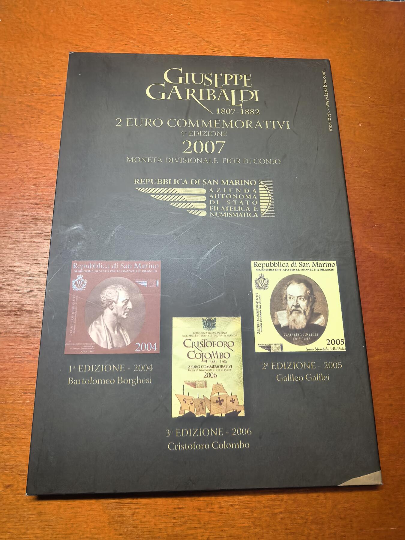 长老汇蛇年精选第八十八场拍卖 2007圣马力诺加里波第诞辰200周年2欧元双金属币卡装，克书标价75美金