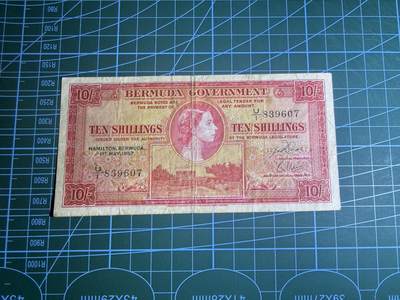 【炜奕收藏】，第五十四期，本场佣金已改，请大家注意 - 1957年百慕大10先令，品相如图，女王头像
