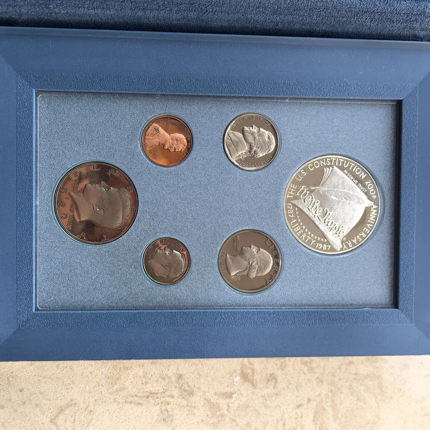 道一币馆币章第一百六十场 原盒证 美国1988年精制纪念币六枚套 含宪法颁布200周年1元银币