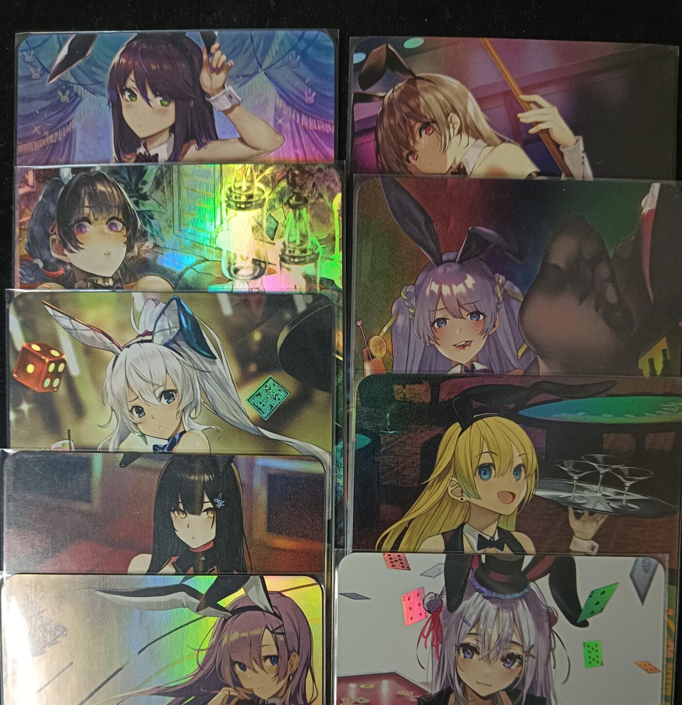 花开卡拍第53期（12月28号周日截拍，品控勿拍!!!拍品不寄存，运费5元，自制卡难免瑕疵，可能存在轻微撞角爆边等出厂瑕疵，品控介意勿拍！） 兔女郎女孩 1套9张 彩闪