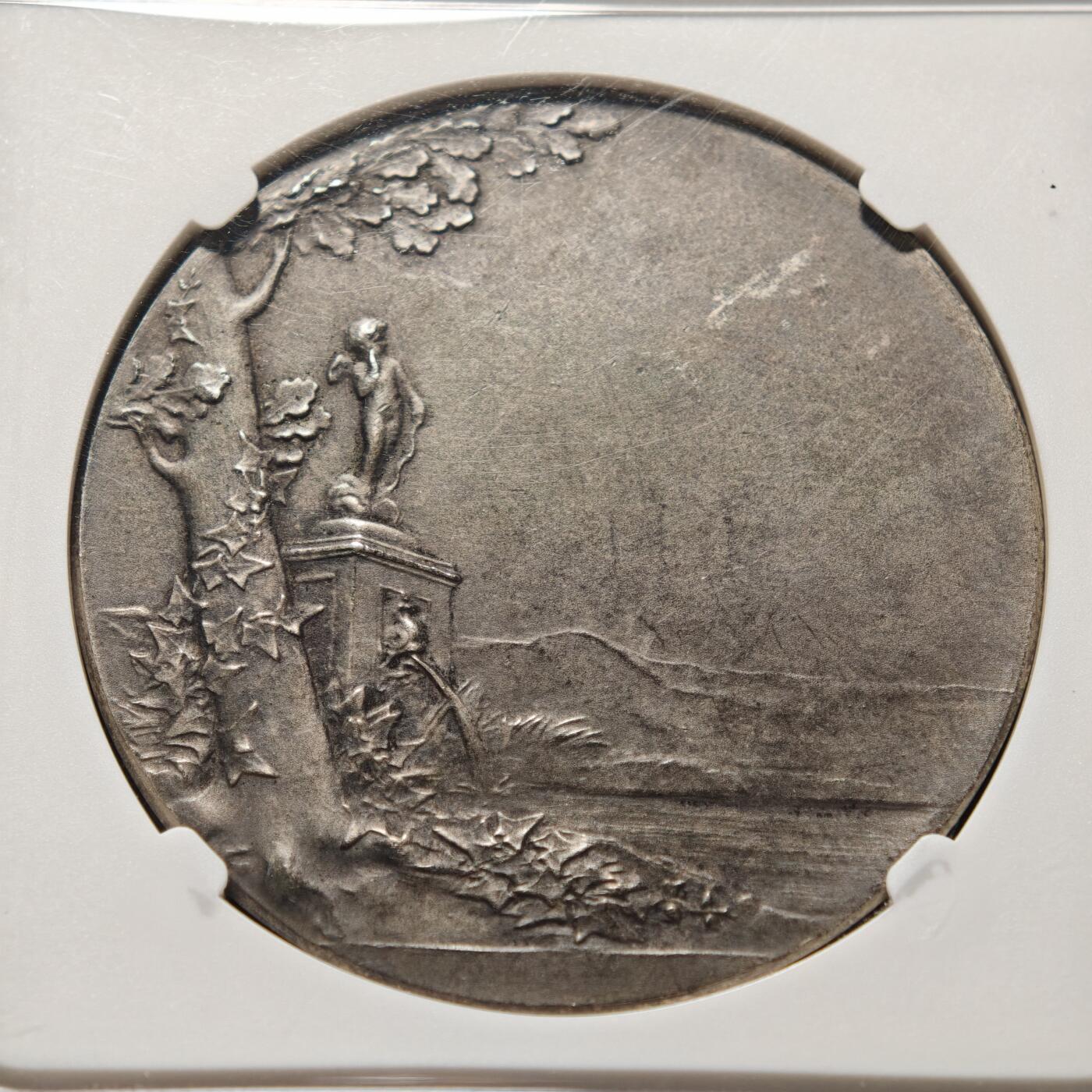 【德藏】世界币章拍卖第159期(元旦专场拍卖) 1895年 法国结婚纪念银章全新未刻字 名家罗蒂作品 NGC MS63 原味包浆