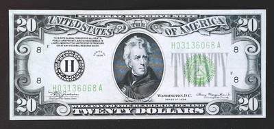 世界靓号纸钞第七十九期 - 1934年美国20美元 老美元 全程无47尾8 全新UNC