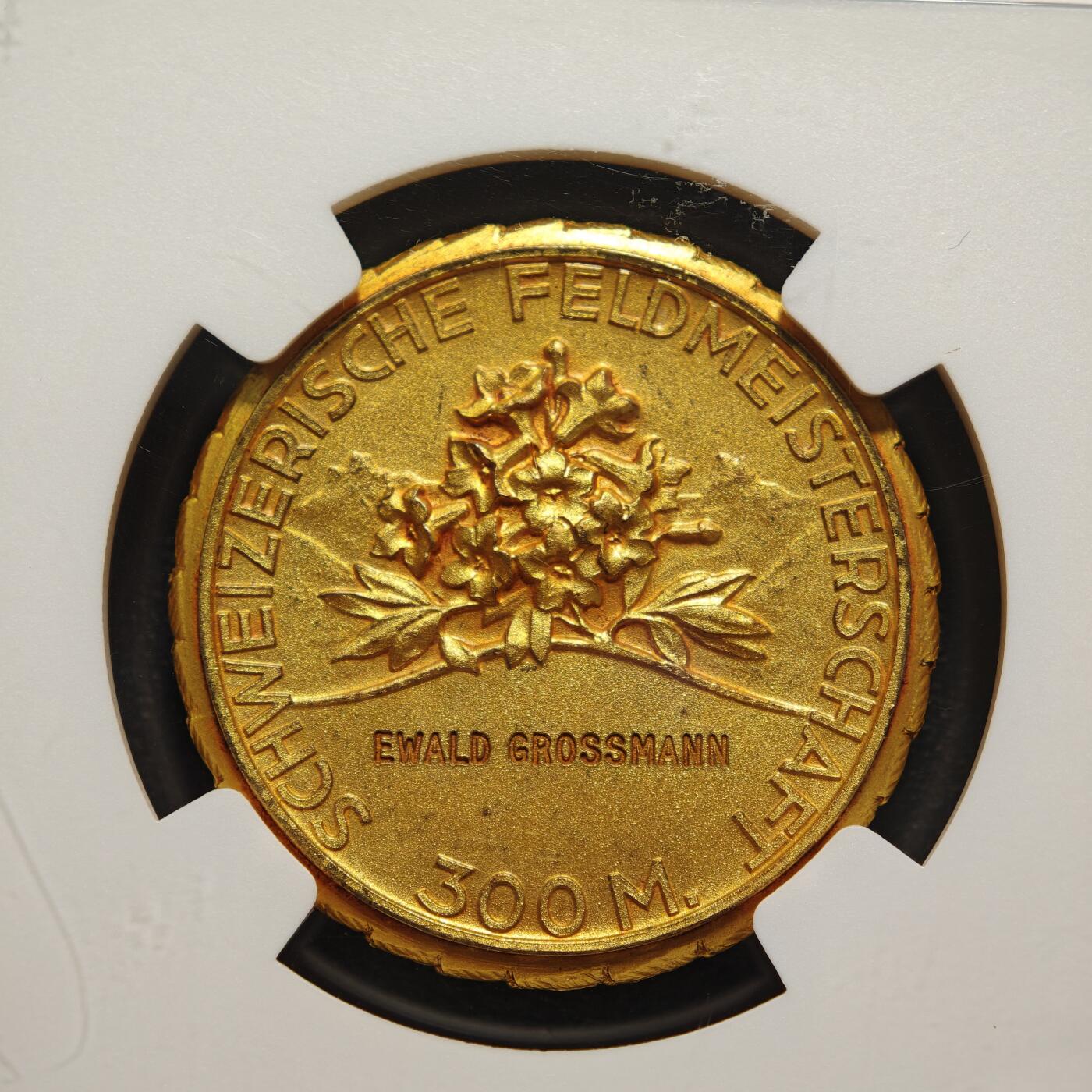 【德藏】世界币章拍卖第159期(元旦专场拍卖) 1920-30年 瑞士射击节镀金银章 金水十足 射击节系列经典品种 NGC MS66