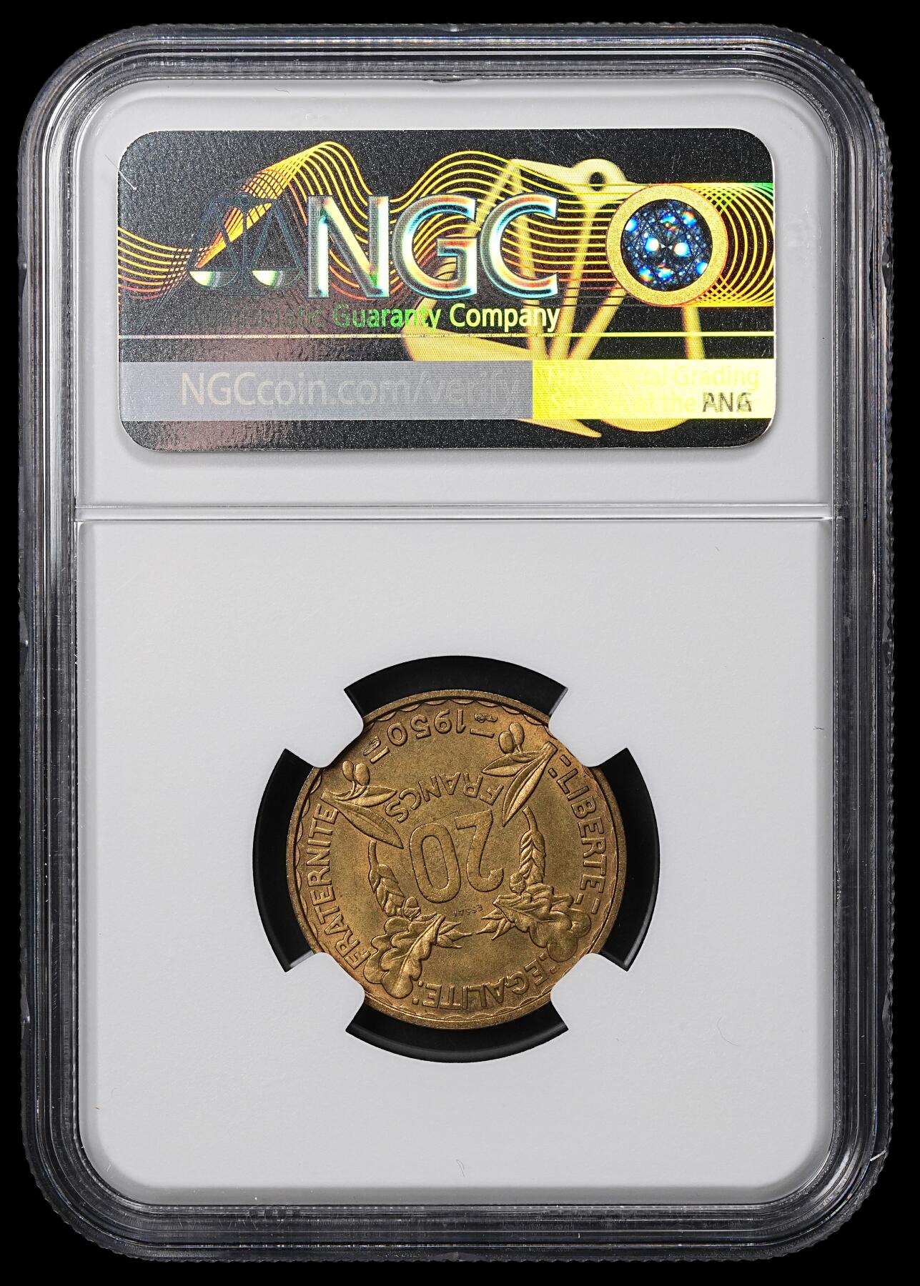 修遠堂世界钱币第九十九期 NGC MS66 1950年法国20法郎样币 ESSAI