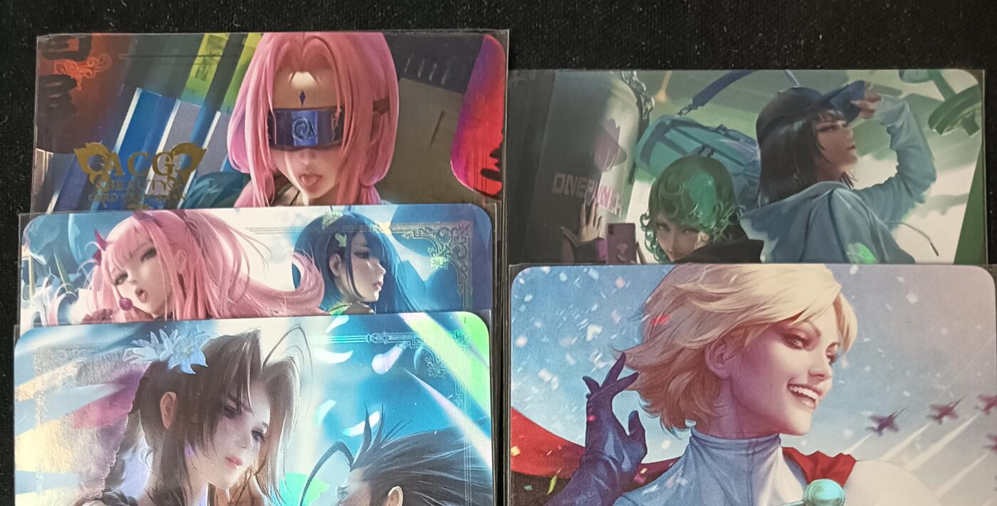 花开卡拍第53期（12月28号周日截拍，品控勿拍!!!拍品不寄存，运费5元，自制卡难免瑕疵，可能存在轻微撞角爆边等出厂瑕疵，品控介意勿拍！） ACG美少女 5张 彩闪