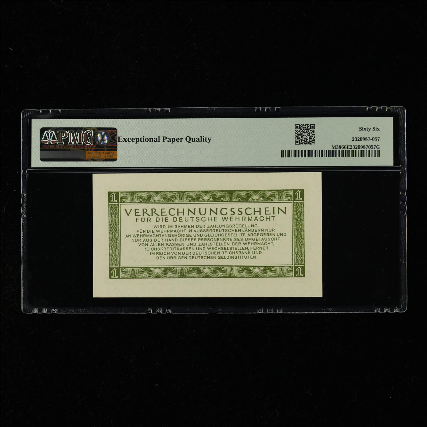 【亘邦集藏】第218期拍卖 1944年 德国1马克 PMG 66EPQ 2320987-057