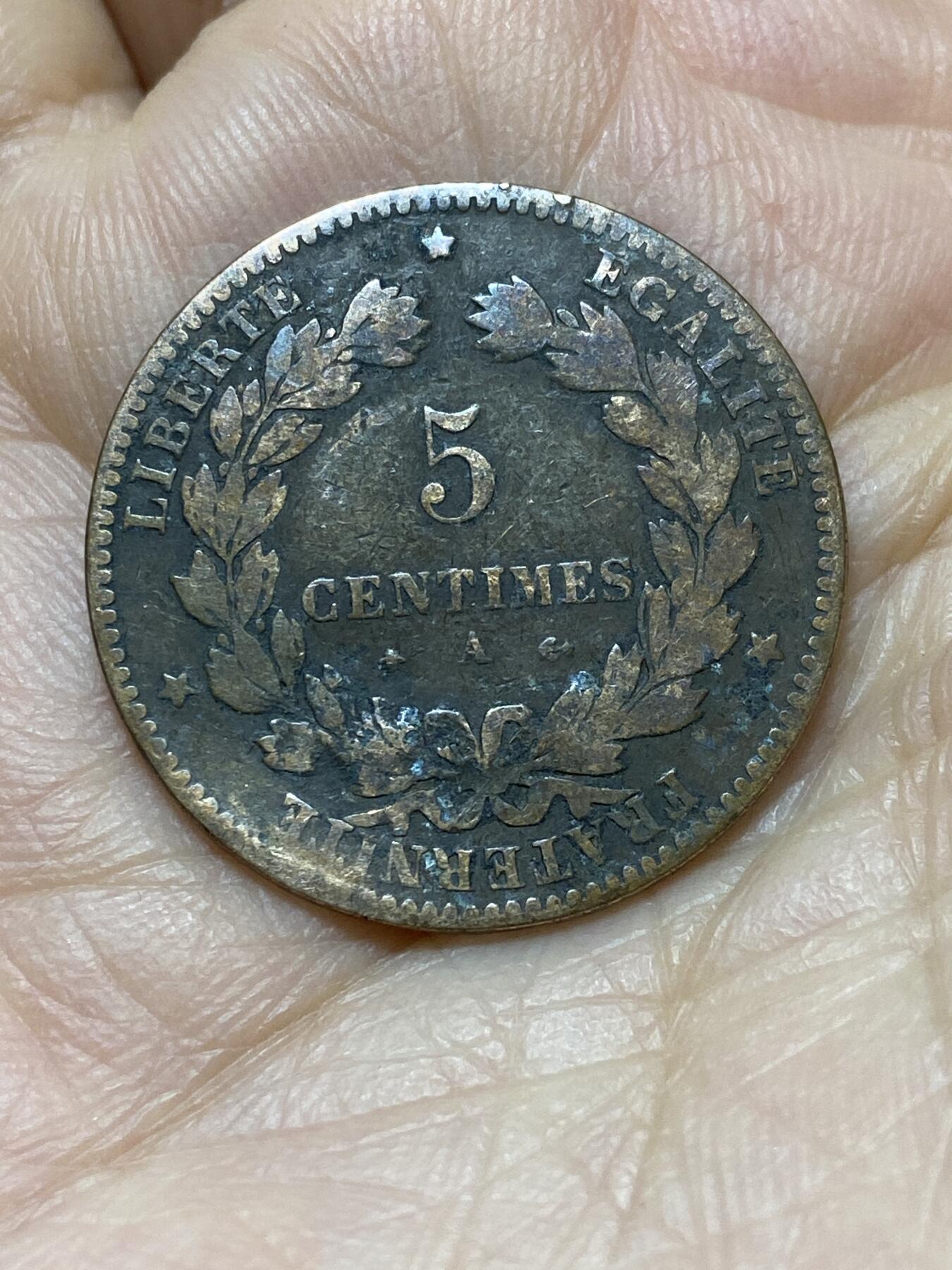 2025年第一百四十三场(总第一百六十九场）外国好品散币场(免佣金) 币不平–法兰西第三共和国1879年5生丁(第一版，A标巴黎造)