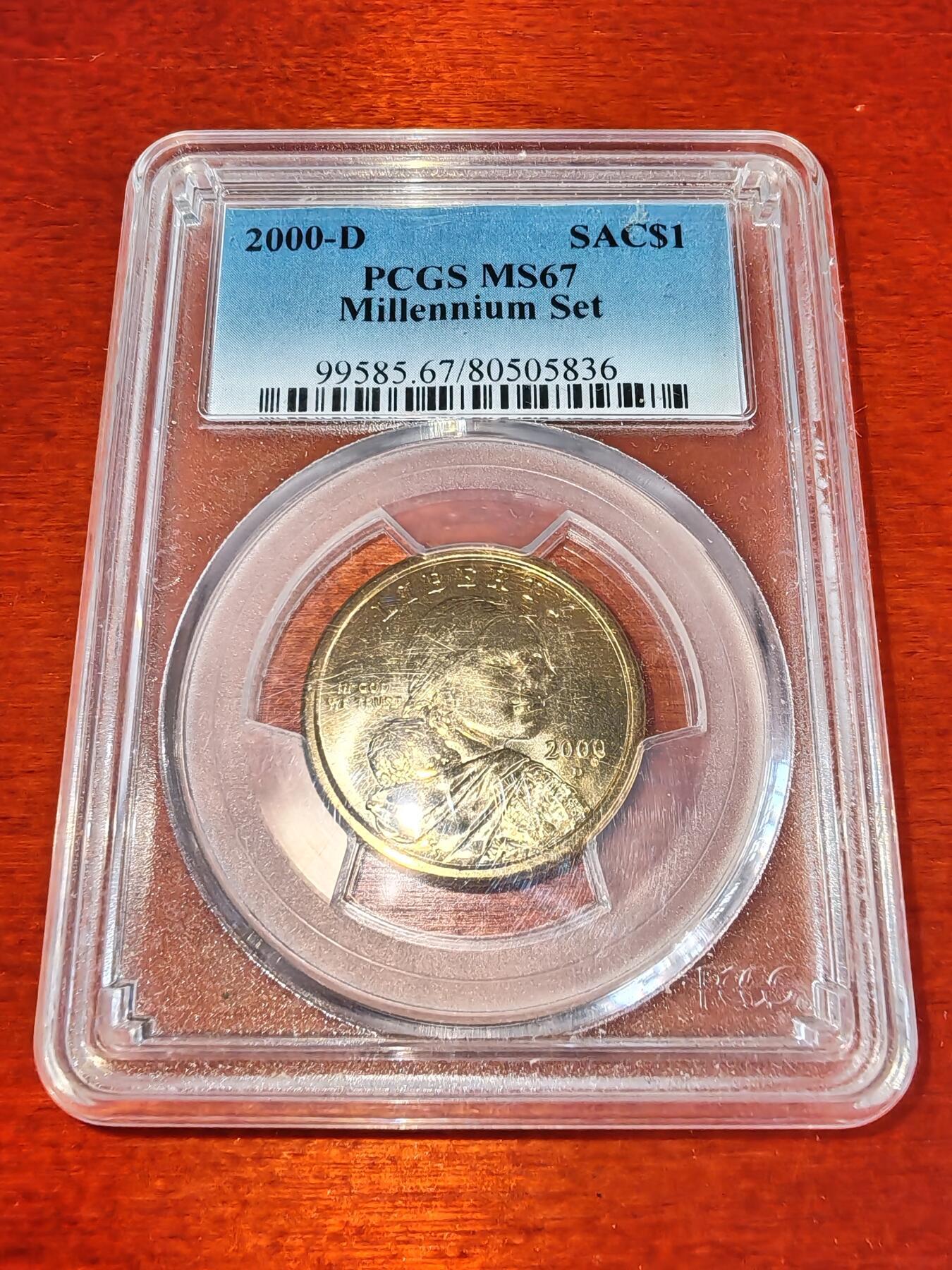 长老汇蛇年精选第八十八场拍卖 2000美国千禧年套装萨卡加维亚原住民1元铜币，PCGS MS67，官网指导价291元