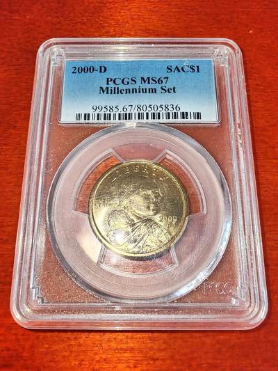 长老汇蛇年精选第八十八场拍卖 - 2000美国千禧年套装萨卡加维亚原住民1元铜币，PCGS MS67，官网指导价291元