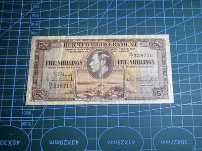 【炜奕收藏】，第五十四期，本场佣金已改，请大家注意 - 1937年百慕大5先令，品相如图，乔六头像