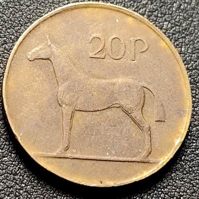 泉币菌-第156场-精品福利场 - 高币值 爱尔兰1986年20便士 马 27mm 欧洲币 