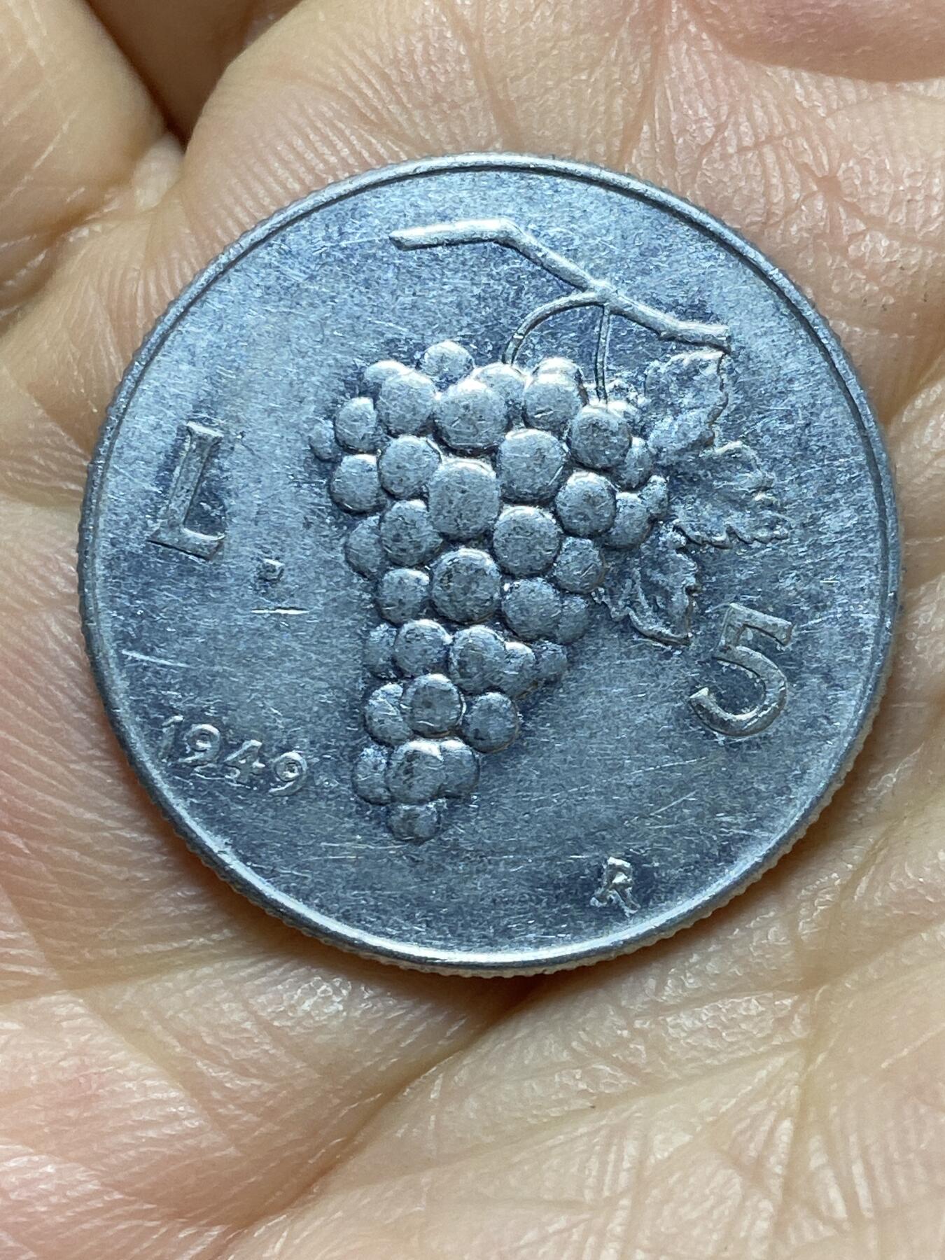 2025年第一百四十三场(总第一百六十九场）外国好品散币场(免佣金) 意大利🇮🇹1949年5里拉(二战结束后共和国过渡时期)