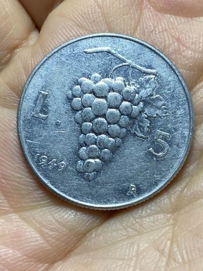 2025年第一百四十三场(总第一百六十九场）外国好品散币场(免佣金) - 意大利🇮🇹1949年5里拉(二战结束后共和国过渡时期)