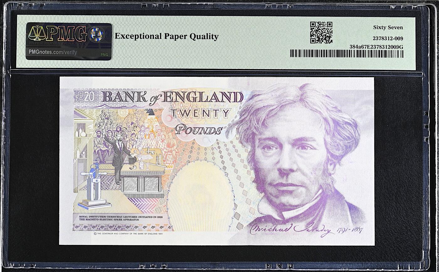 《艾美收藏》第226期-12.28周日外币精品场-蛇年收官 英格兰20镑 PMG67E E序列皇冠版 无4