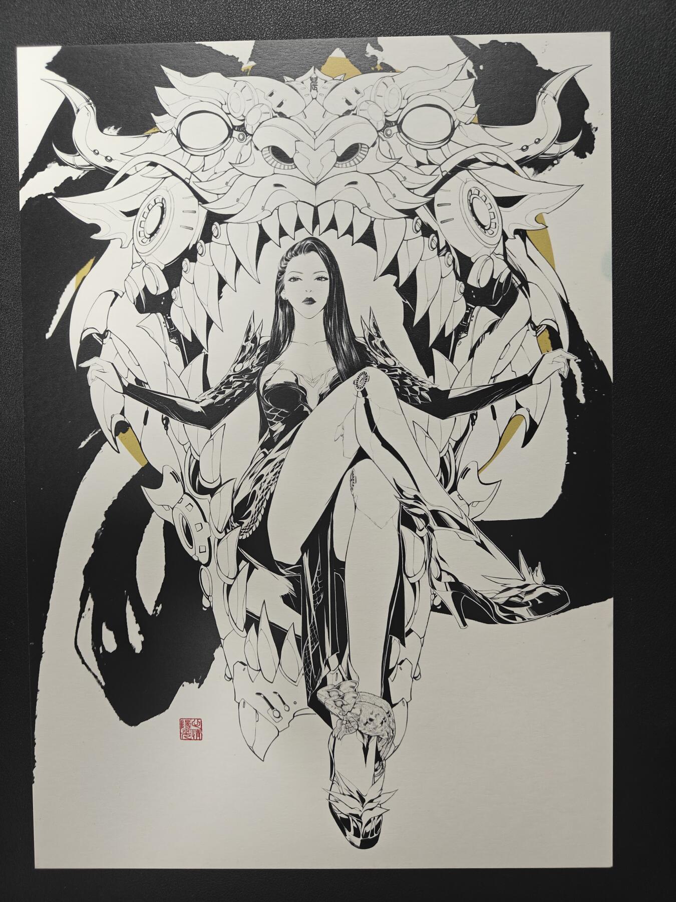 天玑星卡拍第155期《12.29年终场周一截拍》持续收拍收评中 满赠卡需备注 【签绘复制画】田宇 十二生肖 机甲美人 龙 A4复制画