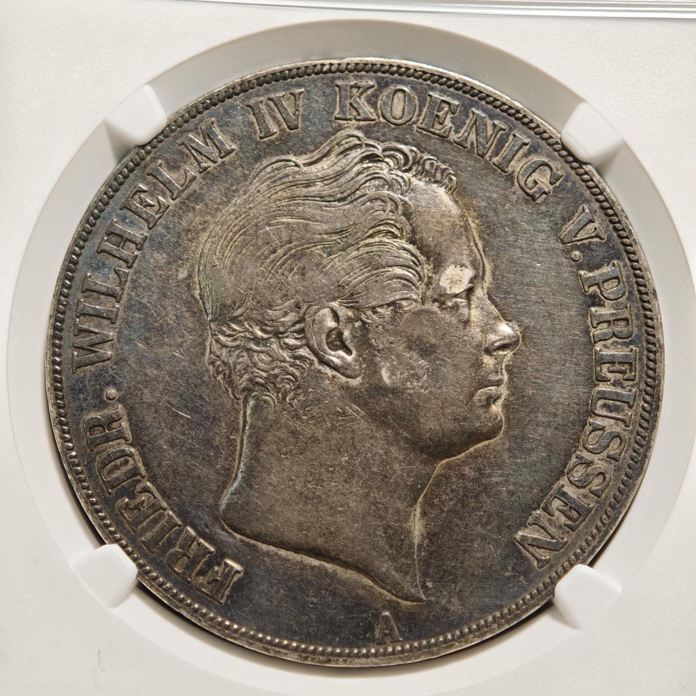 【德藏】世界币章拍卖第159期(元旦专场拍卖) 1841年 德国普鲁士威廉四世2泰勒大银币 NGC XF45 原味老包浆 状态极佳