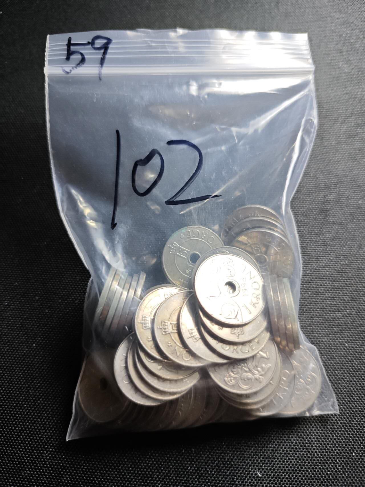 KK钱币收藏小铺 《套币 好品/批量散币专场》  2月预留时间 周末发货  挪威1克朗59枚一组