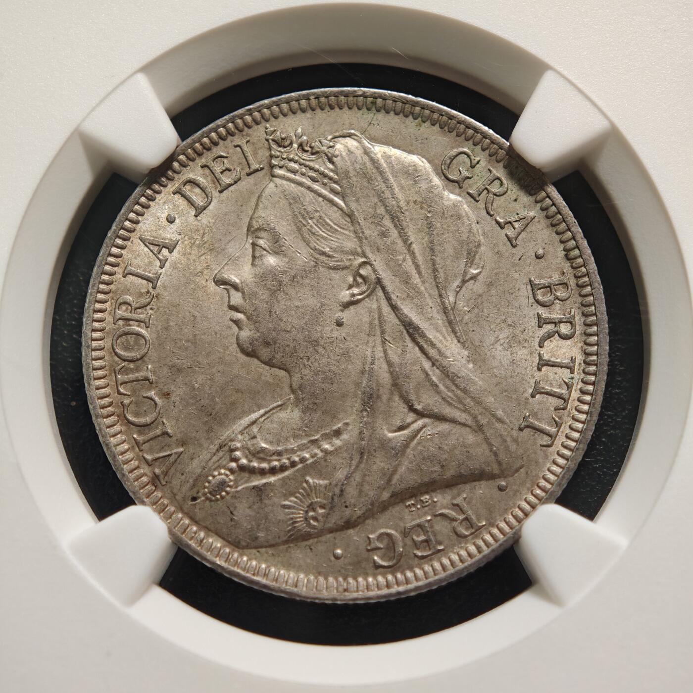 【德藏】世界币章拍卖第159期(元旦专场拍卖) 1901年 英国维多利亚女王半克朗银币 NGC MS63 原味淡包浆 原光俱在