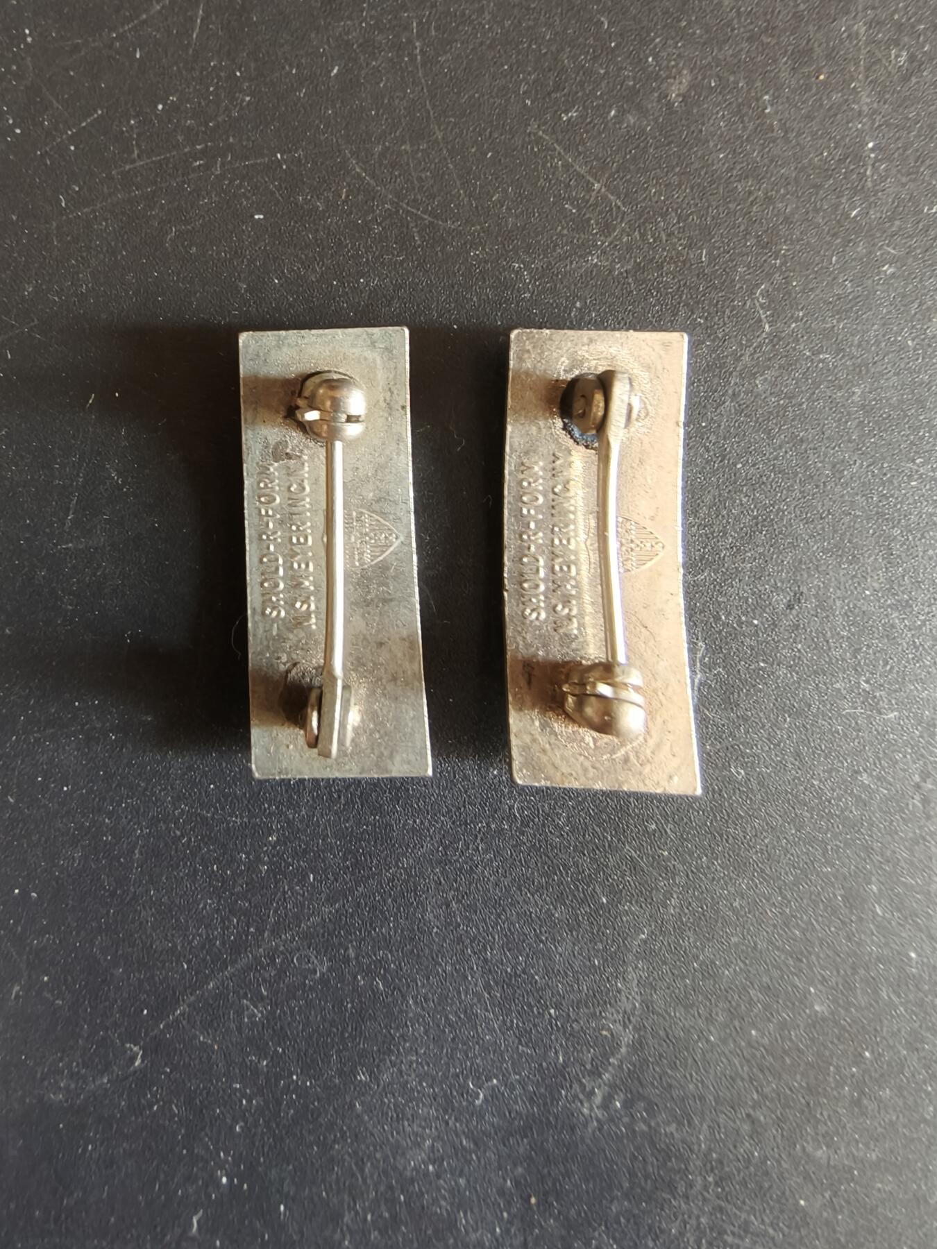 老王徽章第172期 美国陆军中尉金属军衔一组     二战时期横针版    梅耶厂