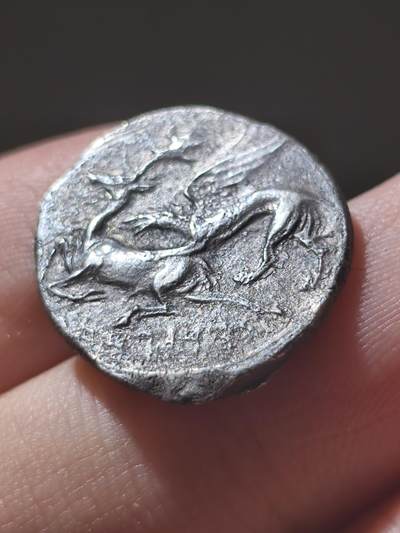 典藏名誉品！狮鹫咬鹿西格罗斯银币 个头不小 背面巴力神 写有阿拉米文 卡帕多西亚总督 阿里阿拉特斯一世发行 非常少见面值经典名誉品 不要错过！