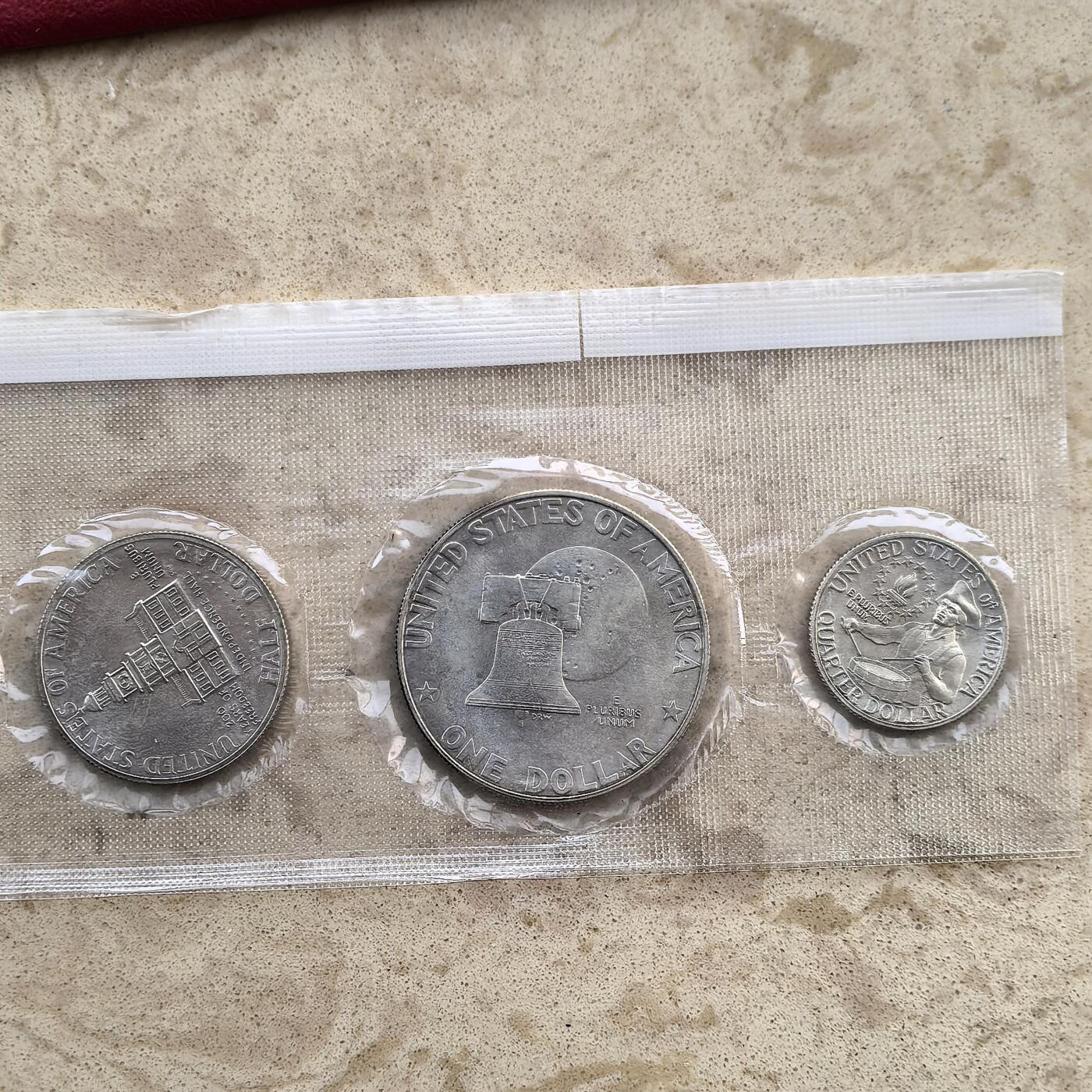 道一币馆币章第一百六十场 原封证 美国1976年建国200周年三枚银币纪念套装