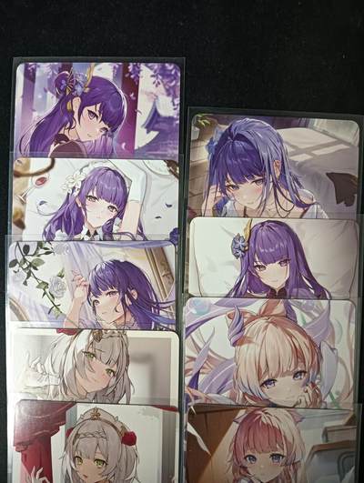 花开卡拍第53期（12月28号周日截拍，品控勿拍!!!拍品不寄存，运费5元，自制卡难免瑕疵，可能存在轻微撞角爆边等出厂瑕疵，品控介意勿拍！） - 原神美少女01 1套9张 普卡