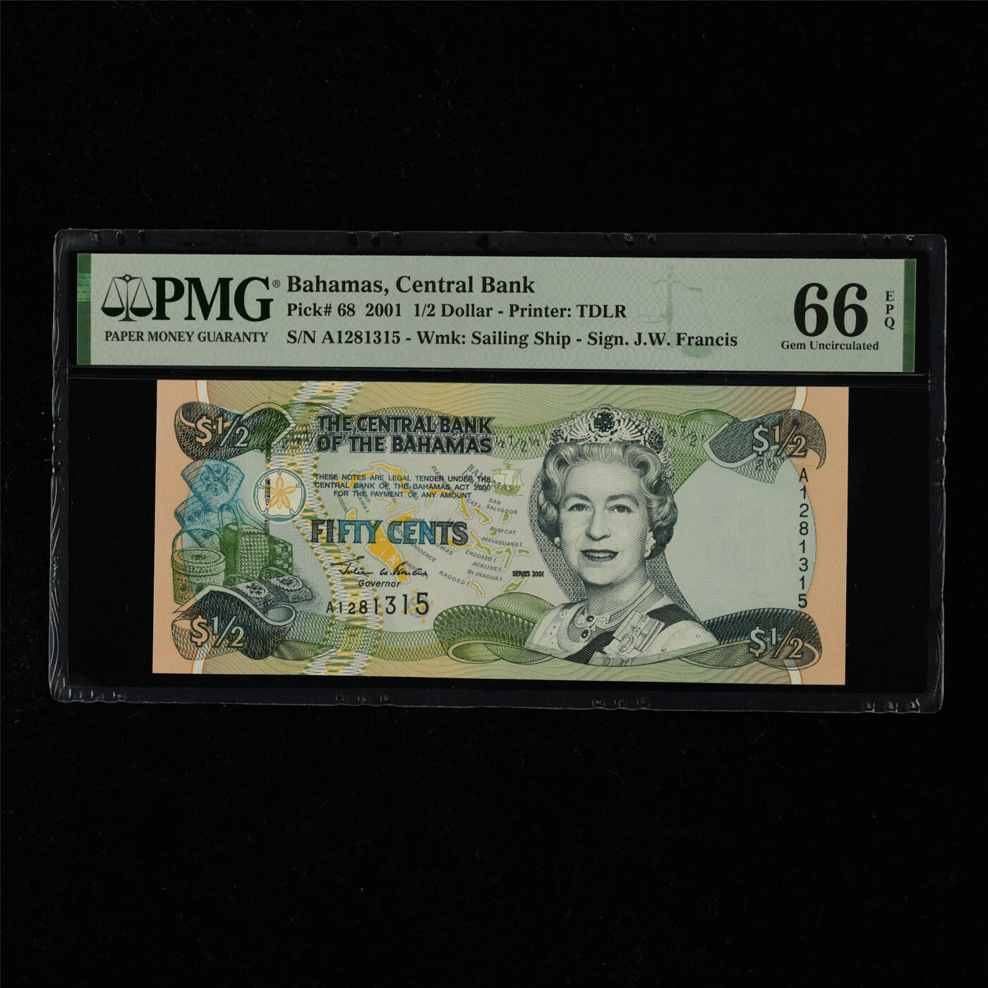 【亘邦集藏】第218期拍卖 2001年 巴哈马1/2元 PMG 66EPQ A1281315