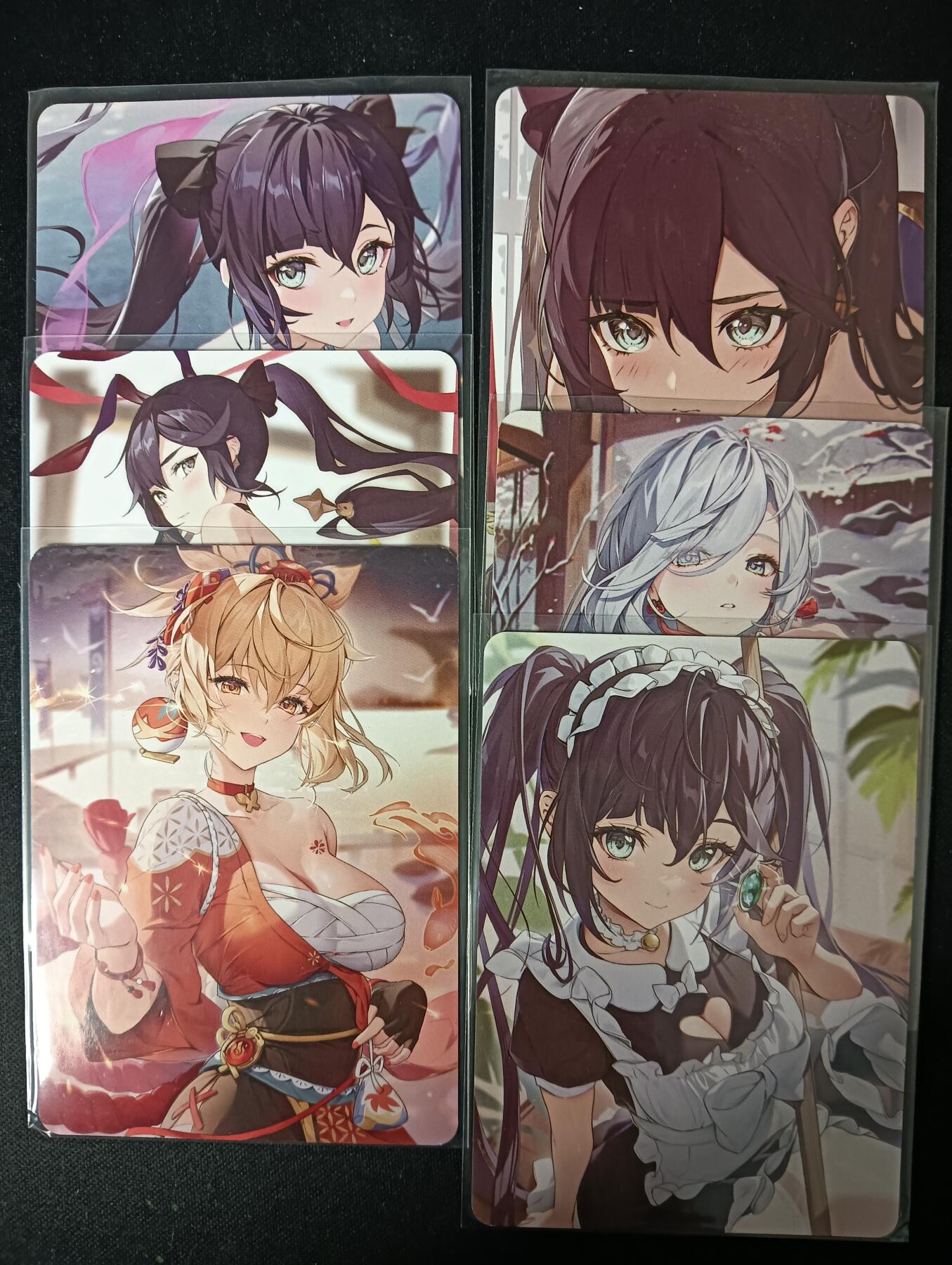 花开卡拍第53期（12月28号周日截拍，品控勿拍!!!拍品不寄存，运费5元，自制卡难免瑕疵，可能存在轻微撞角爆边等出厂瑕疵，品控介意勿拍！） 原神美少女05 1套6张 普卡